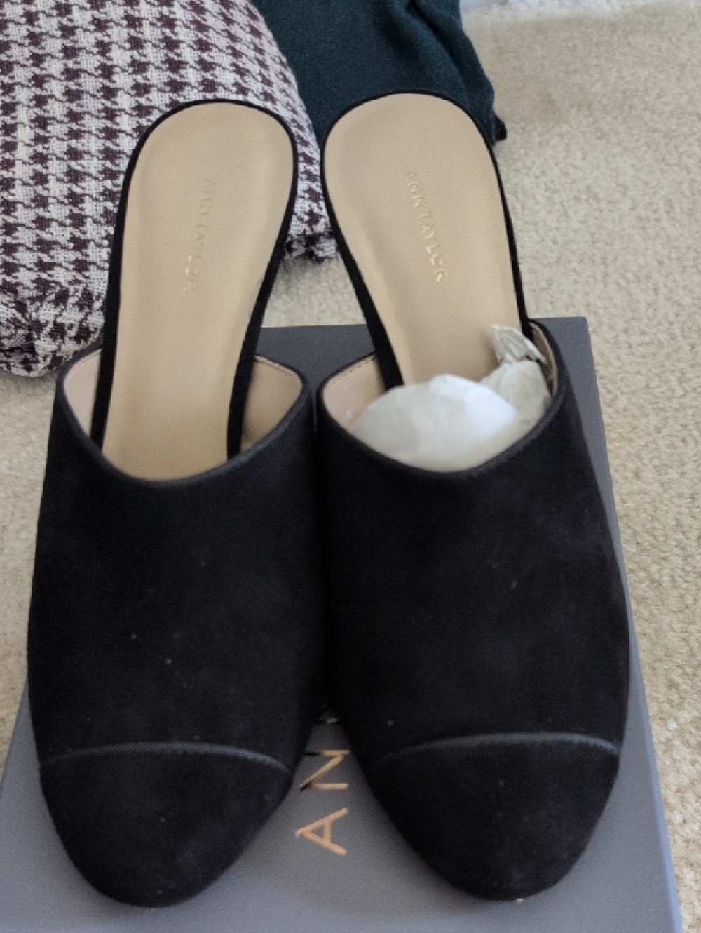 Ann Taylor Black Caia Suede Pump Box Label